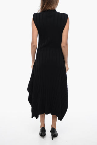 Ribbed Knit Dress with Full Skirt