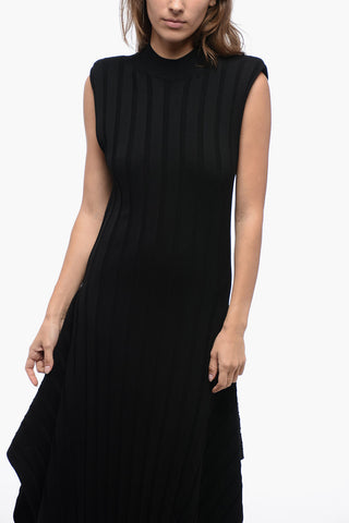 Ribbed Knit Dress with Full Skirt