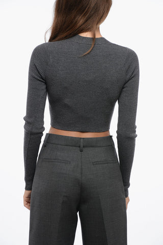 Ribbed Cropped Cardigan with Front Zip