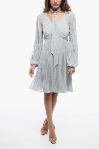 Mini Dress Tie-Neck SUNRAY Plissettato 
