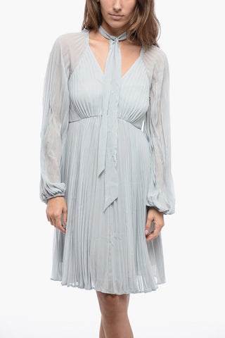 Mini Dress Tie-Neck SUNRAY Plissettato 