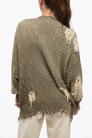 Coated Cotton JUMBO Distressed Cardigan