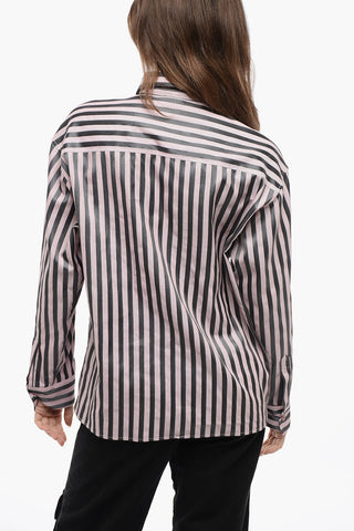 Camicia Boyfriend a Righe Awning con Logo Ricamato