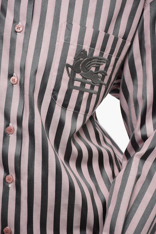 Camicia Boyfriend a Righe Awning con Logo Ricamato