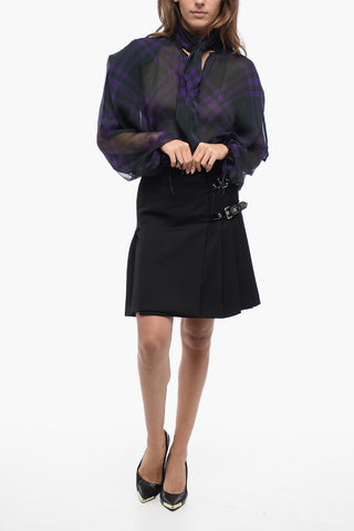 COUTURE Pleated Wrap Skirt with Buckle Detail
