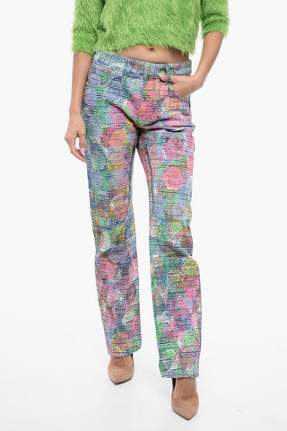 Jeans Regular Fit in Cotone Spalmato con Zip 17cm