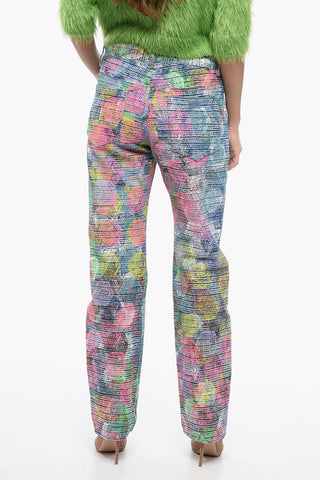 Jeans Regular Fit in Cotone Spalmato con Zip 17cm