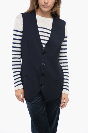 Gilet In Lana Con Tasca A Filo