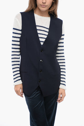 Gilet In Lana Con Tasca A Filo
