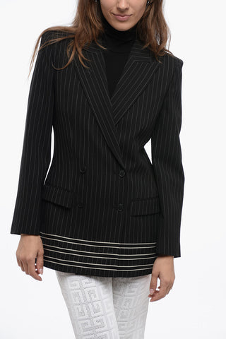 Blazer Doppio-Petto in Lana Vergine con Motivo a Righe