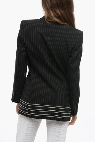 Blazer Doppio-Petto in Lana Vergine con Motivo a Righe