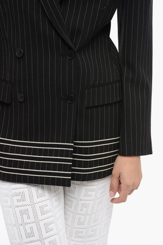 Blazer Doppio-Petto in Lana Vergine con Motivo a Righe