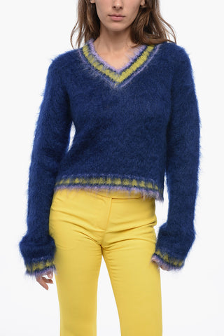 FUZZY WUZZY V Neck Mohair Blend Sweater