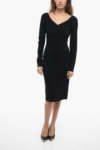 Corset Pencile Dress with V Neckline