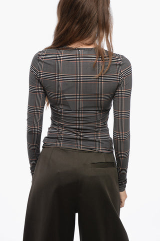 Long-sleeved SOVRANA District Check Top