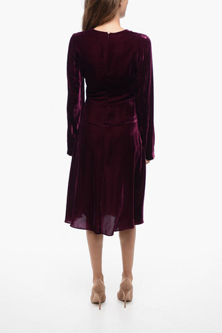Asymmetric Velvet Dress with V-Neck