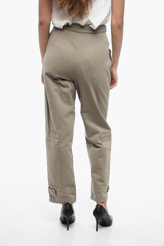 Pantaloni Cargo in Cotone Twill con Tasche a Zip