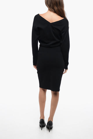 Stretchy Midí Dress with Wide Neckline