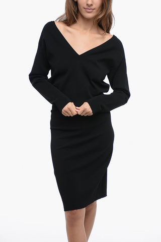 Stretchy Midí Dress with Wide Neckline
