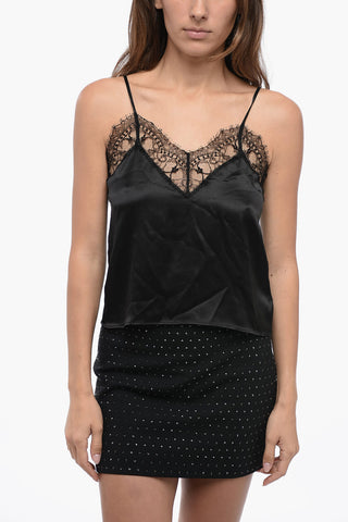 Top in Seta con Dettaglio Pizzo