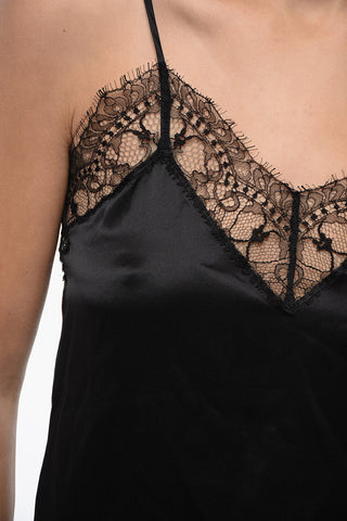 Top in Seta con Dettaglio Pizzo