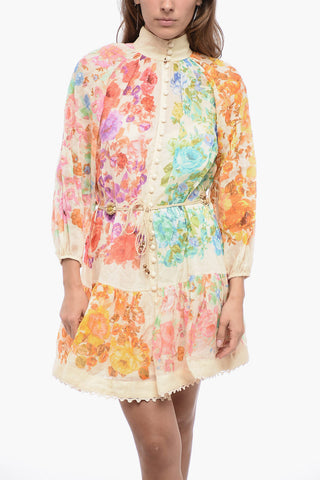 Floral Patterned RAIE LANTERN Dress with Belt
