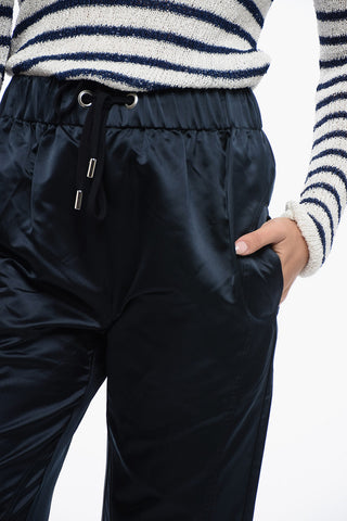 Silk-Satin Joggers with Cuffs