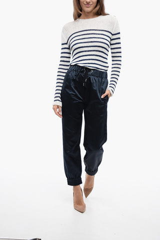 Silk-Satin Joggers with Cuffs