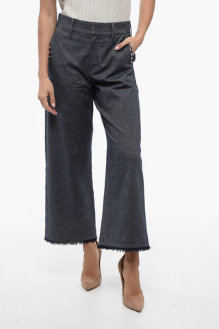 S Cropped Fit CORFU Pants with Fringed Hem