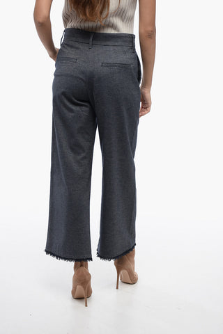 S Cropped Fit CORFU Pants with Fringed Hem