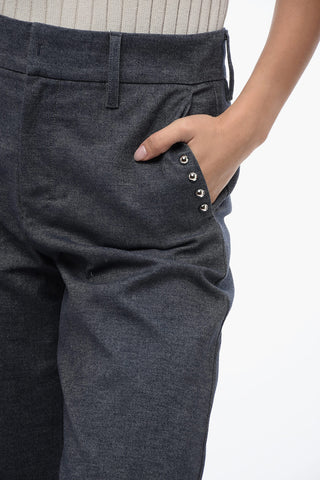 S Cropped Fit CORFU Pants with Fringed Hem