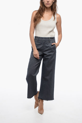 S Cropped Fit CORFU Pants with Fringed Hem