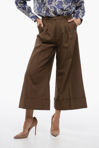 Pantaloni Gaucho in Misto Lana a 2 Pinces