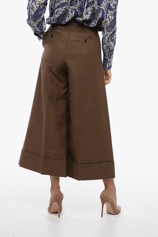Pantaloni Gaucho in Misto Lana a 2 Pinces