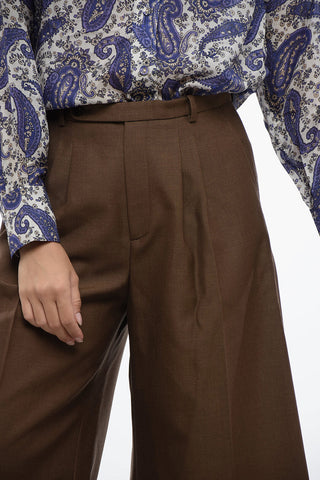 Double-pleated Wool Blend Gauchos Pants