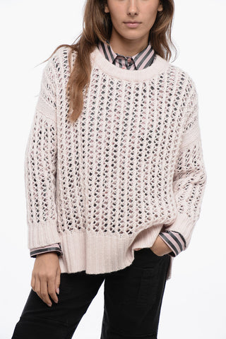 Crew Neck Openwork Pure Cashmere Sweater
