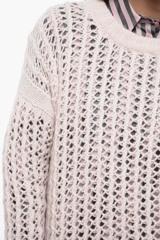 Crew Neck Openwork Pure Cashmere Sweater
