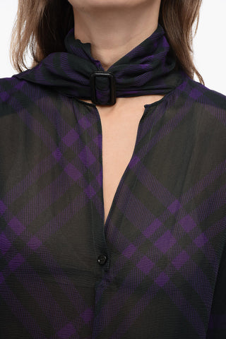 Blusa Multi-Layer in Chiffon con Dettaglio Fibbia