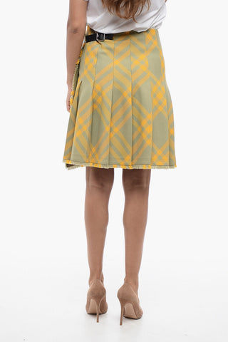 Tartan Wool Blend Skirt with Fringed Detail