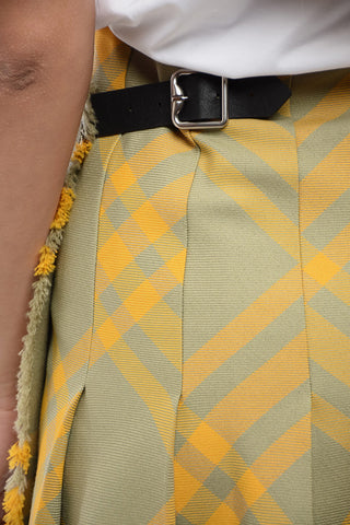 Tartan Wool Blend Skirt with Fringed Detail
