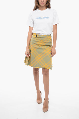 Tartan Wool Blend Skirt with Fringed Detail
