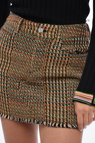 Minigonna 5 Tasche in Tweed di Lana 