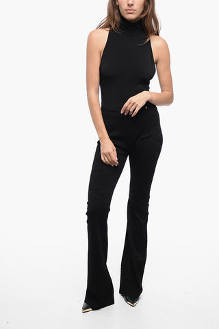 Pantaloni Flared Fit in Tessuto Jacquard