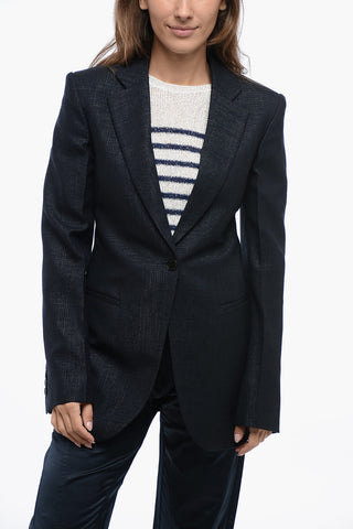 Wool Check Motif Blazer with Lurex Detailing
