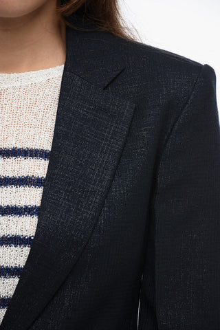 Wool Check Motif Blazer with Lurex Detailing