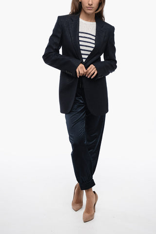 Wool Check Motif Blazer with Lurex Detailing