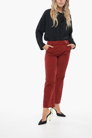 Low-Rise Corduroy Pants with Flared Fit