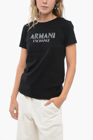 EXCHANGE Crew Neck T-Shirt with Studded Logo