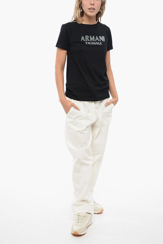 EXCHANGE Crew Neck T-Shirt with Studded Logo
