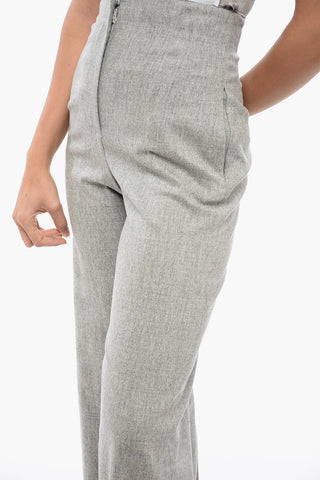 EMPORIO Wool-Blend Palazzo Trousers with Hidden Closure
